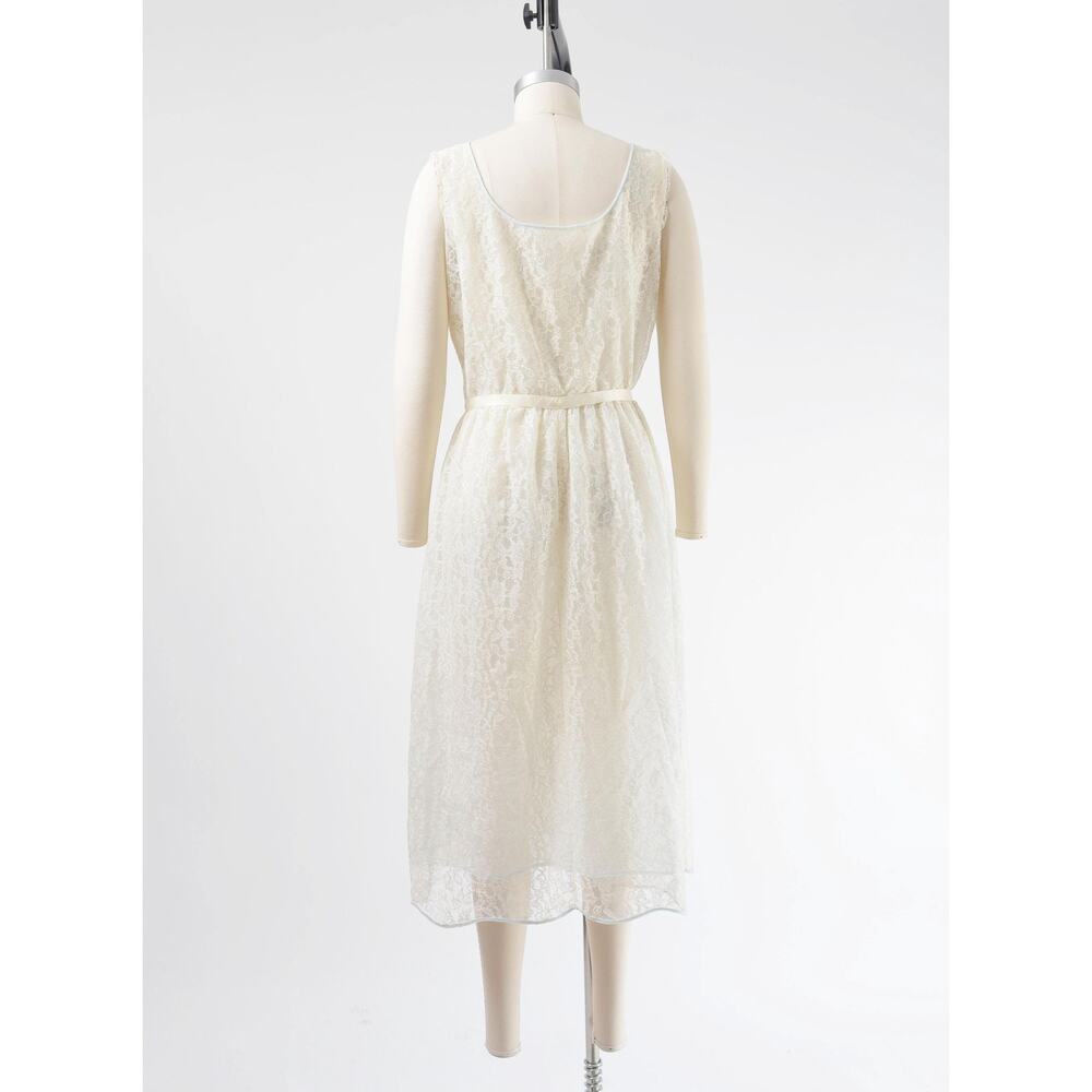 Vintage 40s 50s Ivory Lace Nightgown Sheer Romantic Bridal Lingerie Dress M - Picture 4 of 9